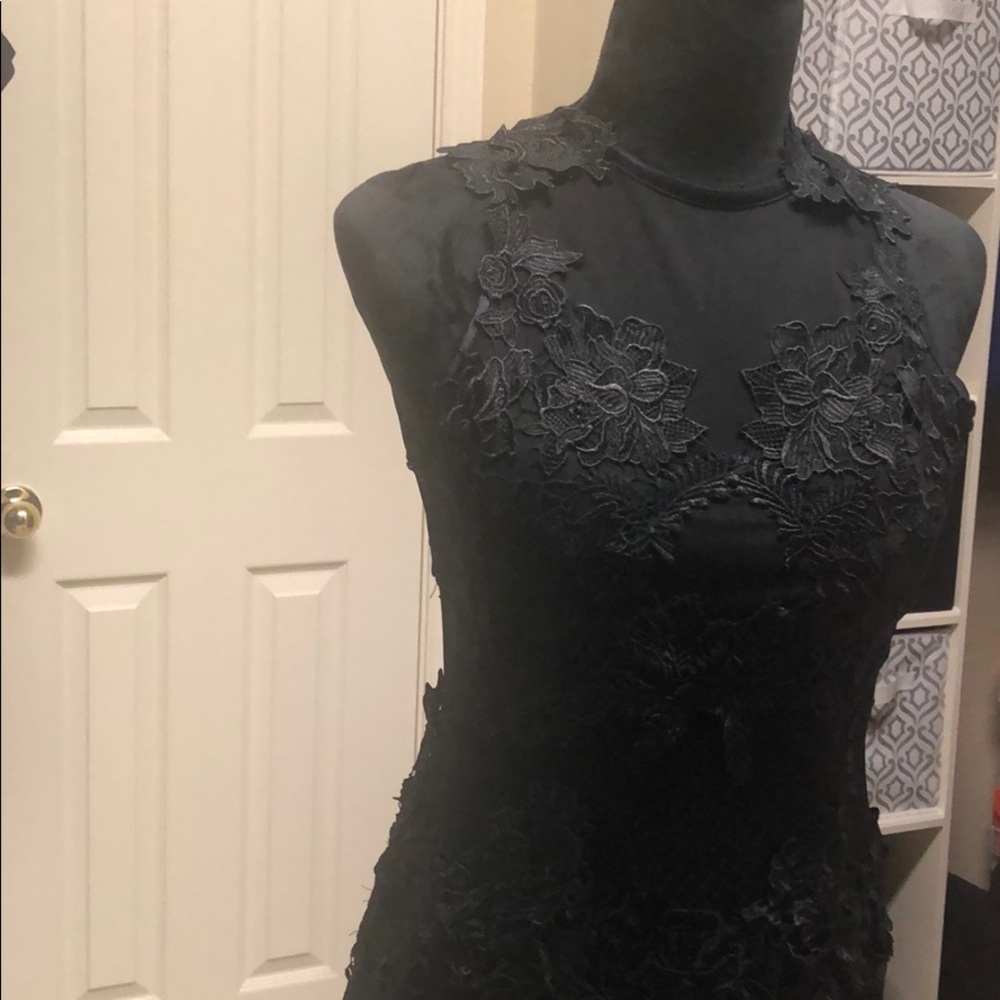 Black laced open back dress